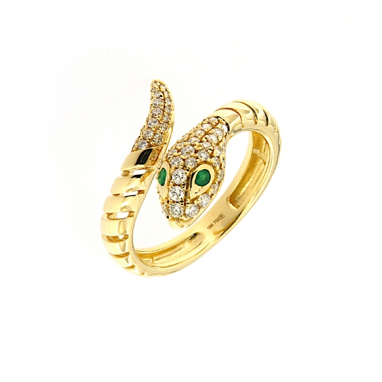 Anello a serpente in oro giallo e diamanti