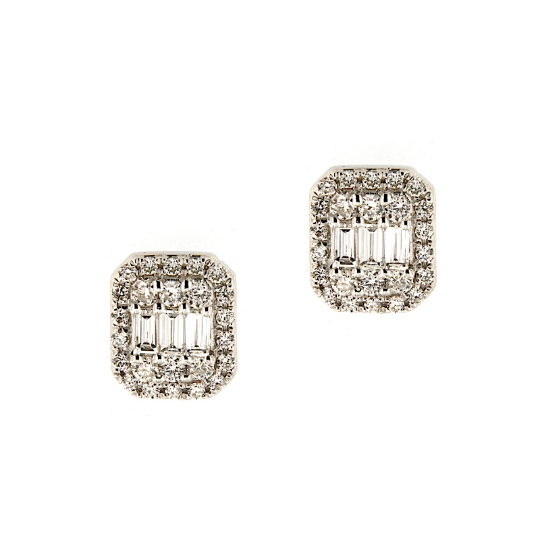 Orecchini a lobo con baguettes e diamanti