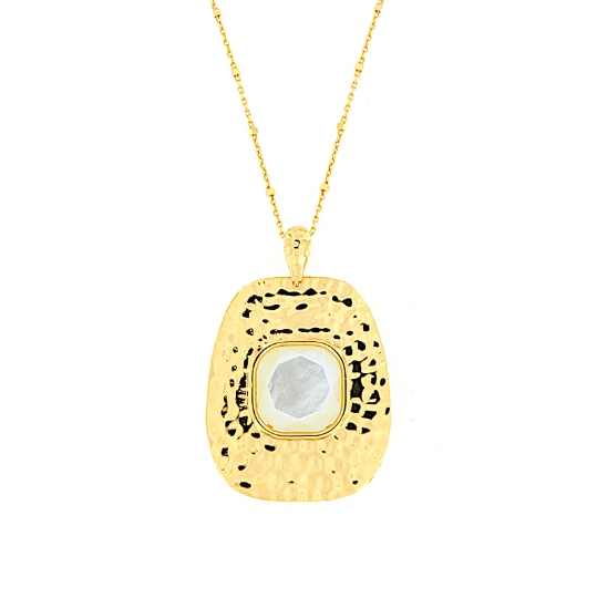 Collana lunga con madreperla in argento martellato Aquaforte Vicenza