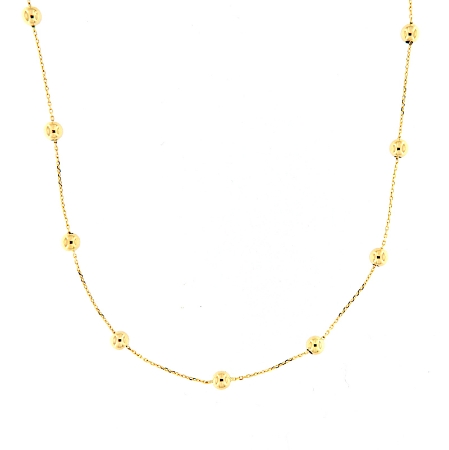 Collana a girocollo in oro giallo con sfere lucide