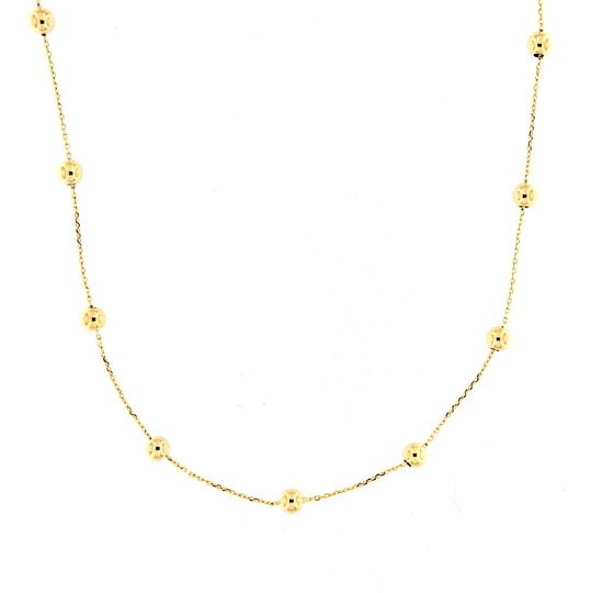 Collana a girocollo in oro giallo con sfere lucide