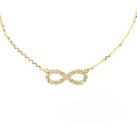 collana "infinito" in oro giallo e zirconi