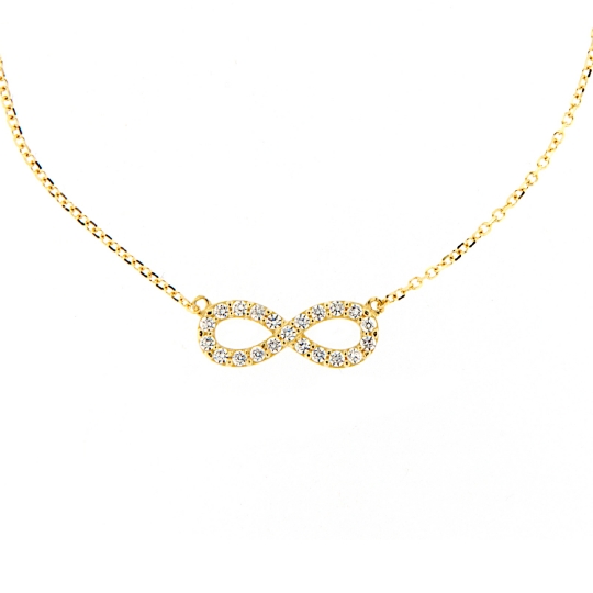 collana "infinito" in oro giallo e zirconi