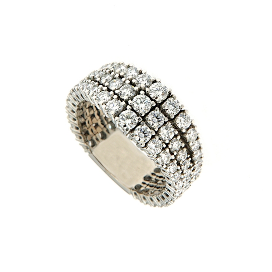 Anello a tripla fila tennis con diamanti