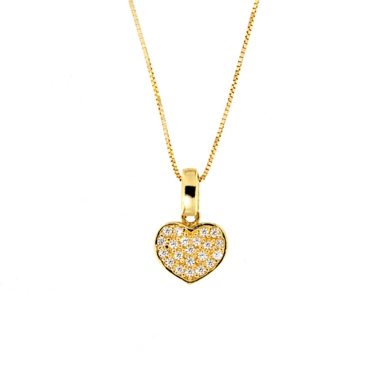 Collana con cuore in oro e zirconi