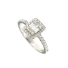 Anello halo con diamanti taglio baguettes