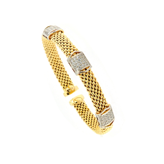 Bracciale rigido in argento dorato e zirconi