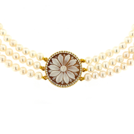 Collana choker in perle con cammeo