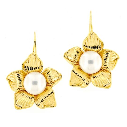 orecchini fiore in argento e perla