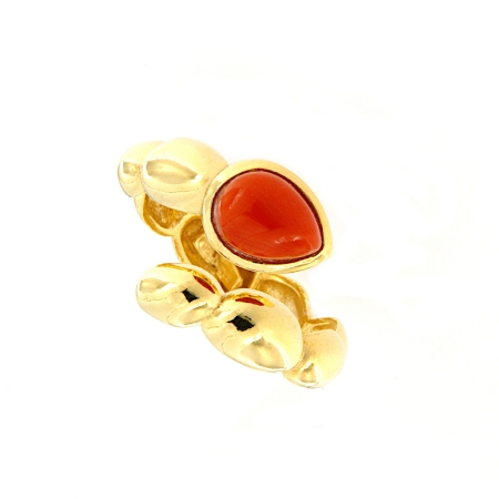 Anello a serpente in argento e corallo