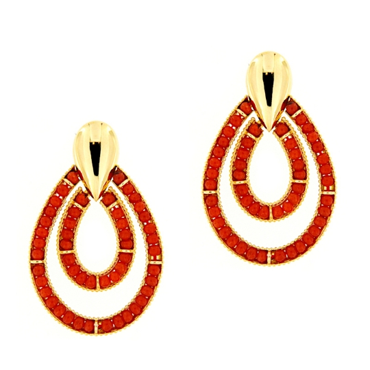 Orecchini pendenti in argento e corallo