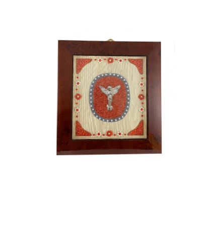 Quadro con corallo ed argento angelo che prega