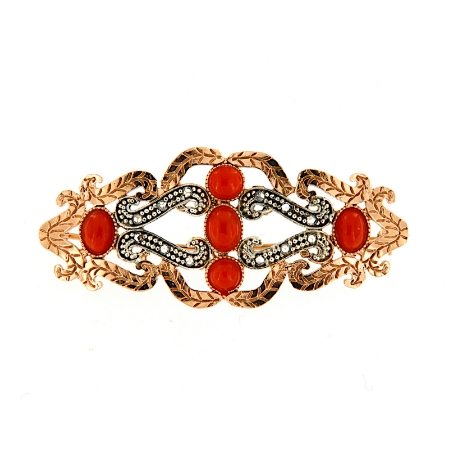 Spilla in argento stile antico con corallo