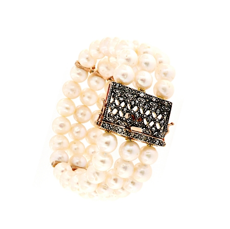 Bracciale di perle stile antico in argento