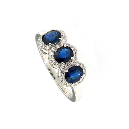 Anello trilogy con zaffiri e diamanti