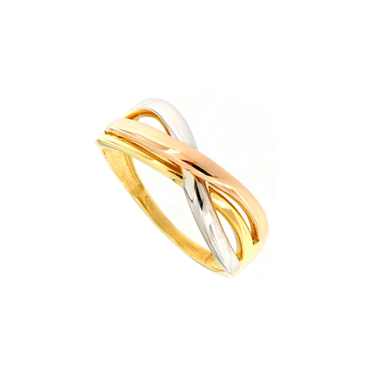 Anello nei tre colori dell'oro ad intreccio