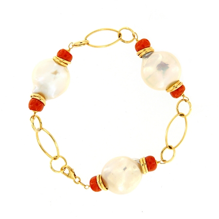 Bracciale in oro perle e corallo