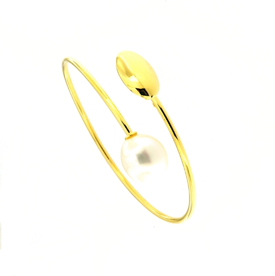 Bracciale rigido in argento e perla