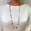 Collana lunga in argento dorato perle ametista e moonstone