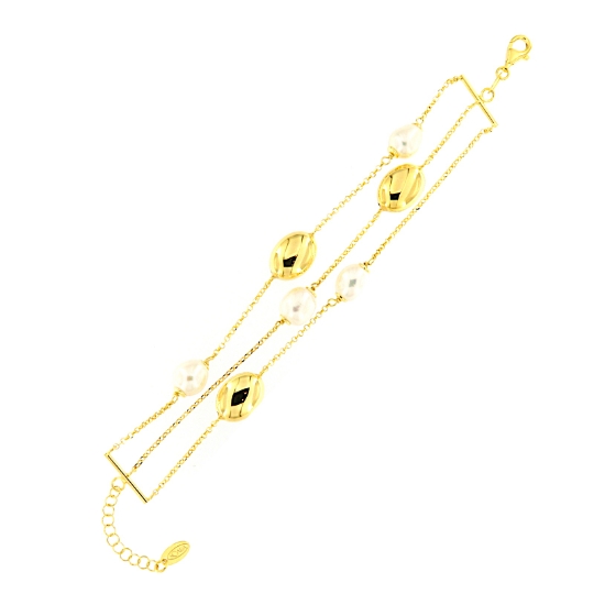 Bracciale a tre fili in argento e perle