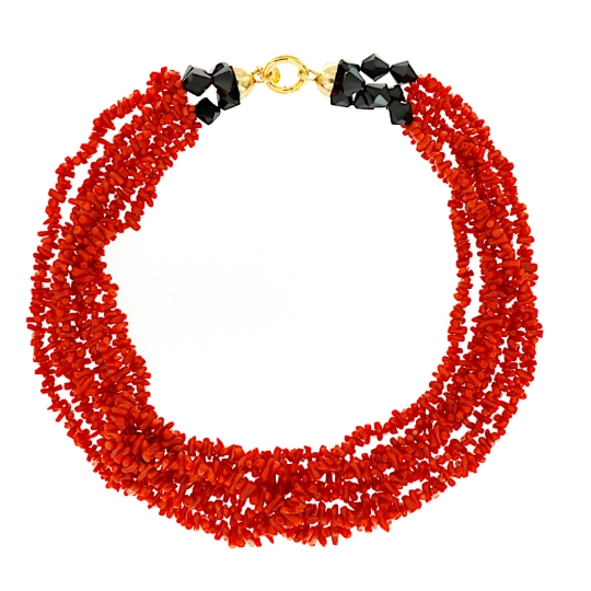 Collana multifili in corallo