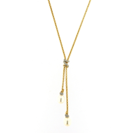 Collana in argento a cravattino con perle pendenti