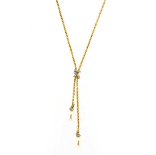 Collana in argento a cravattino con perle pendenti