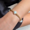 Bracciale in argento a maglia tubolare e perle