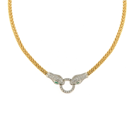 Collana serpenti in argento e zirconi