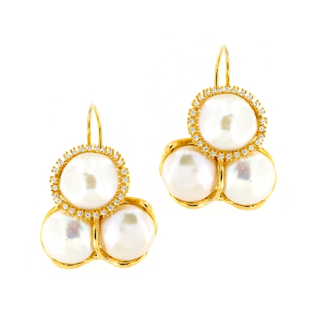 Orecchini in argento tre perle e zirconi