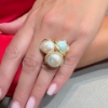Anello in argento dorato perle e zirconi