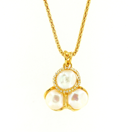collana con pendente in argento perle e zirconi
