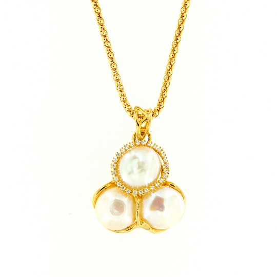 collana con pendente in argento perle e zirconi