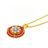 Collana in argento con pendente in cammeo e corallo
