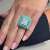 anello in argento quadrato con cammeo e turchese		