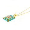 Collana con pendente quadrato in argento con cammeo e turchese