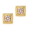 Orecchini in argento quadrati con cammeo e perle