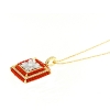Collana con pendente quadrato in argento con cammeo e corallo