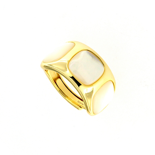 Anello a fascia in argento e madreperla