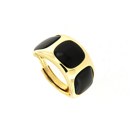 Anello a fascia in argento ed onice