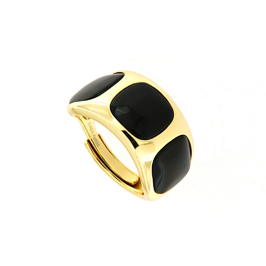 Anello a fascia in argento ed onice