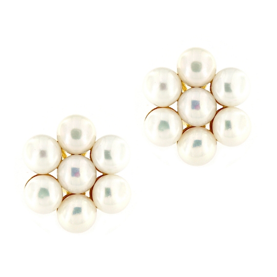 Orecchini in argento con perle a fiore