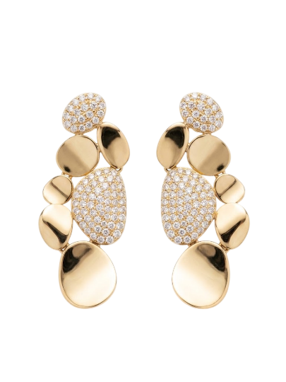 Orecchini pendenti a petali in argento e zirconi