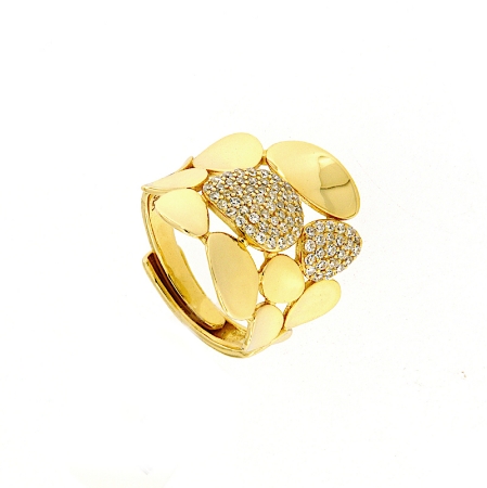 Anello a petali in argento e zirconi