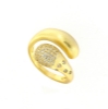 Anello contrariè in argento satinato e zirconi