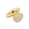 Anello contrarié in argento lucido e zirconi