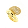 Anello contrarié in argento lucido e zirconi