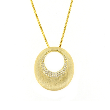 Collana con creola in argento satinato e zirconi