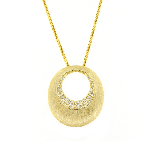 Collana con creola in argento satinato e zirconi