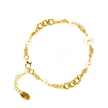 Bracciale in argento dorato e perle
